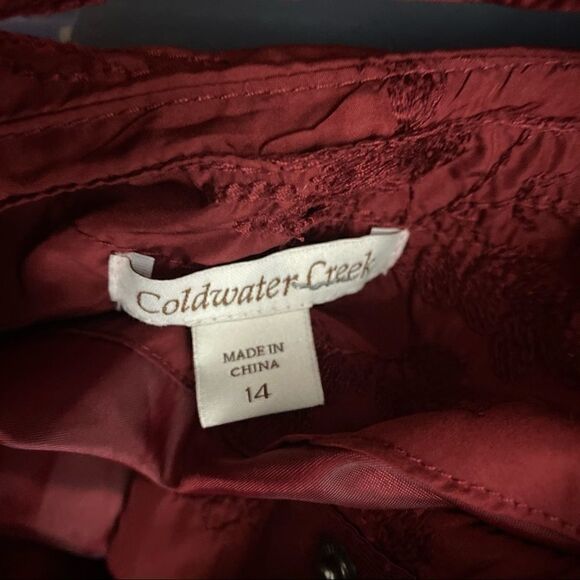 Cold water Creek Red Brocade Snap Up Jacket - Picture 7 of 9